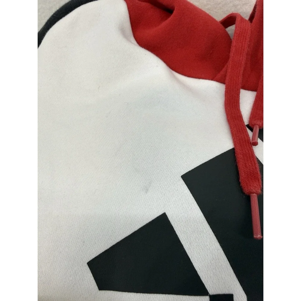 Adidas Men's Red White Black Essentials Colorblock Hoodie Sweatshirt Size‎ M